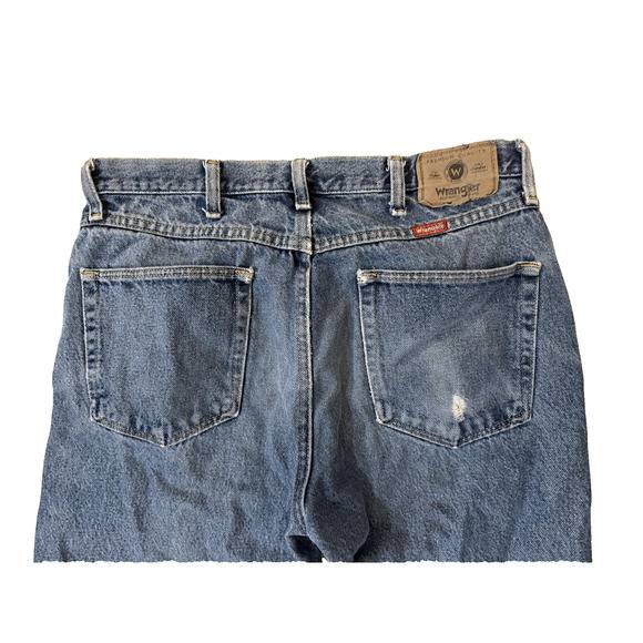 Wrangler 965 Jeans Mens 34x32 Regular Fit Distressed Straight Leg Frawed Fader - Picture 8 of 9